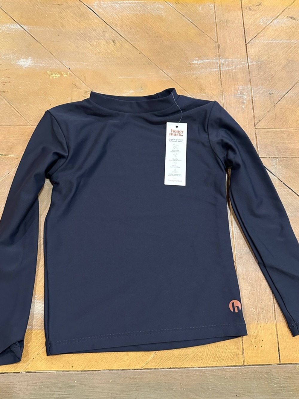 Honey Mark Long Sleeve Swim Top Rash Guard 2T/3T Black NWT